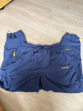 Bodega Men's Navy Joggers with Yellow Accents